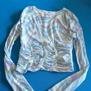 Multicolor Long Sleeve Crop Top